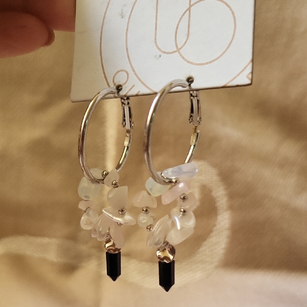 Urban Outfitters Silver and Black Crystal Earrings